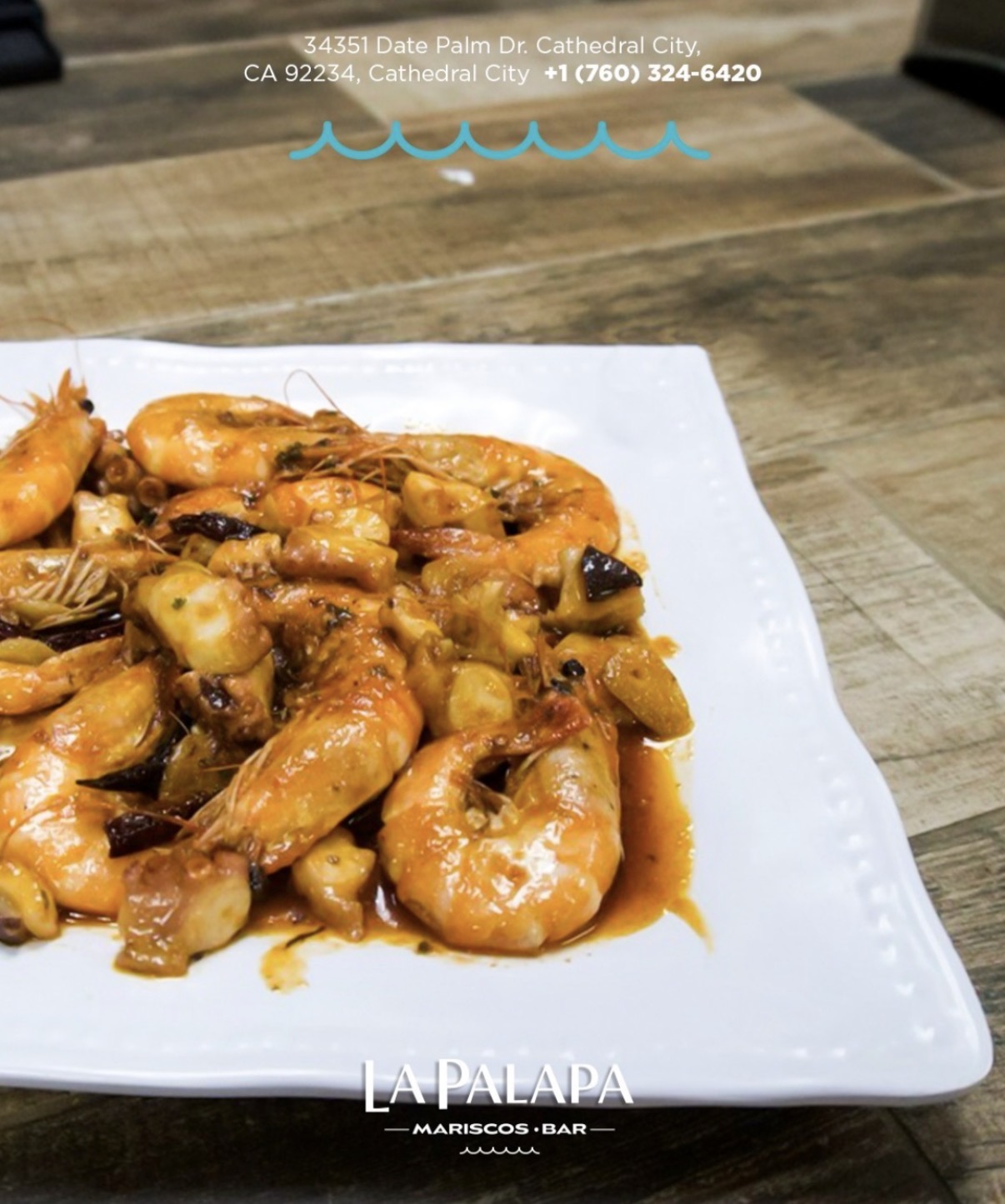 Camarones Enchilados at La Palapa Mariscos Bar.